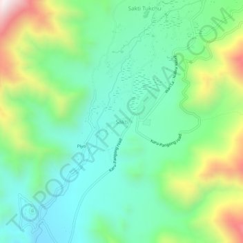 Sakti topographic map, elevation, terrain