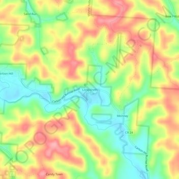 Longstreth topographic map, elevation, terrain