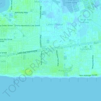 Ikate topographic map, elevation, terrain