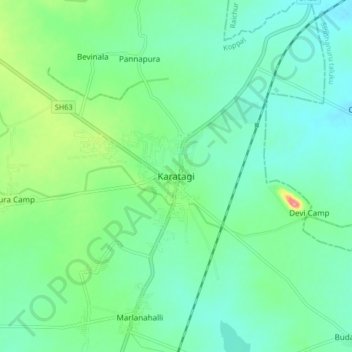 Karatagi topographic map, elevation, terrain