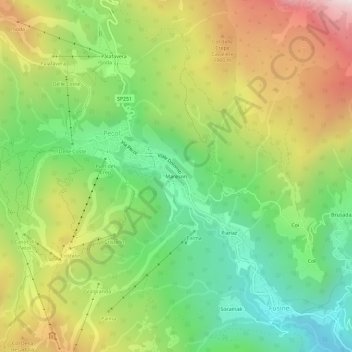 Mareson topographic map, elevation, terrain