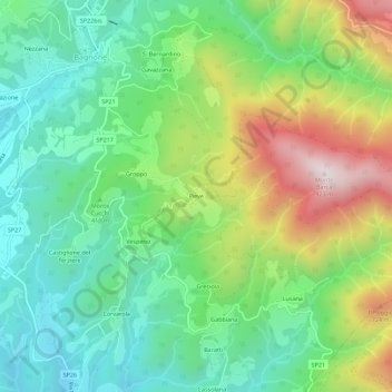 Pieve topographic map, elevation, terrain