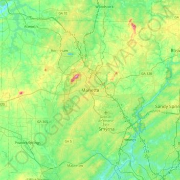 Marietta topographic map, elevation, terrain