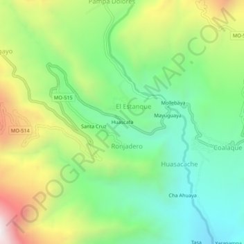 Huascata topographic map, elevation, terrain