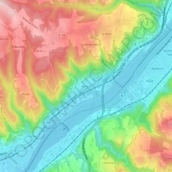 Vérenay topographic map, elevation, terrain