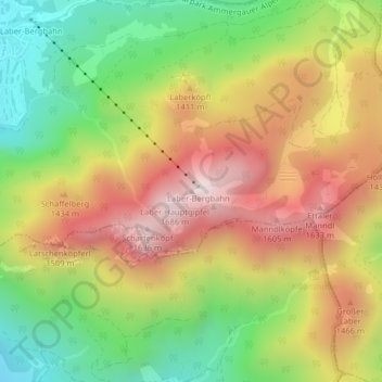 Laber topographic map, elevation, terrain