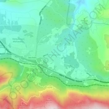 Malakasa topographic map, elevation, terrain