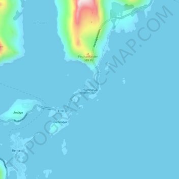 Hamnøya topographic map, elevation, terrain