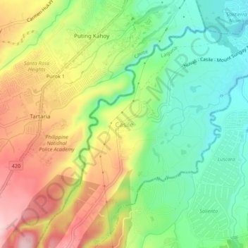 Casile topographic map, elevation, terrain