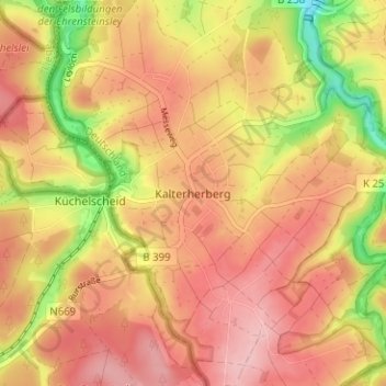 Kalterherberg topographic map, elevation, terrain
