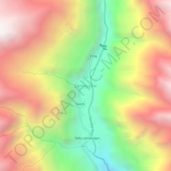 Lamabagar topographic map, elevation, terrain