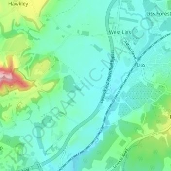 Flexcombe topographic map, elevation, terrain