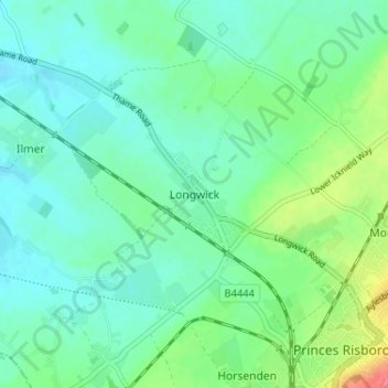 Longwick topographic map, elevation, terrain