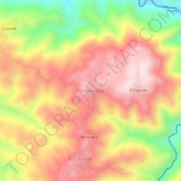Pontezuelas topographic map, elevation, terrain