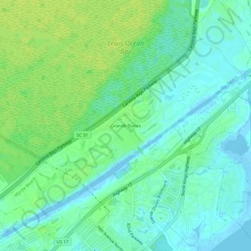 Grande Dunes topographic map, elevation, terrain