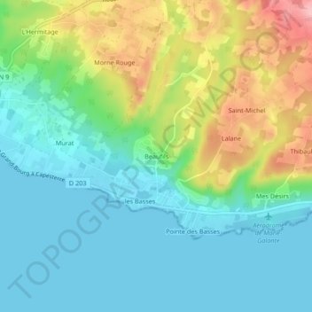 Beaufils topographic map, elevation, terrain
