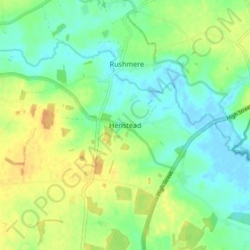 Henstead topographic map, elevation, terrain