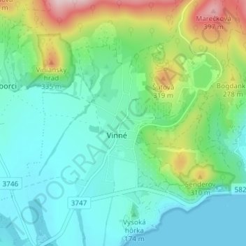 Vinné topographic map, elevation, terrain
