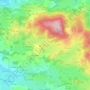 Chabannais topographic map, elevation, terrain