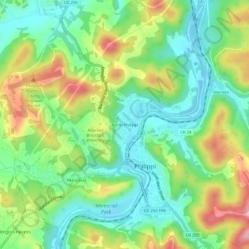 North Philippi topographic map, elevation, terrain