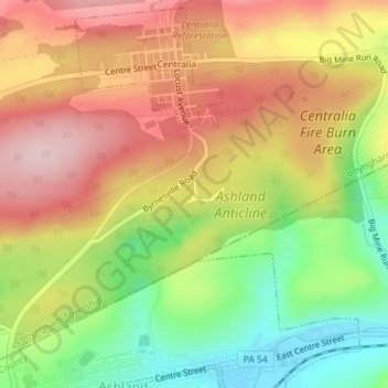 Byrnesville topographic map, elevation, terrain