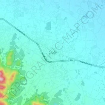 Ban Bueng topographic map, elevation, terrain