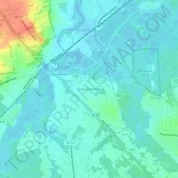 South Old Bridge topographic map, elevation, terrain