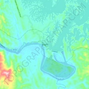 Kaptai topographic map, elevation, terrain