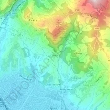 Maiano topographic map, elevation, terrain