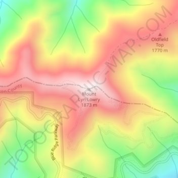 Mount Lyn Lowry topographic map, elevation, terrain