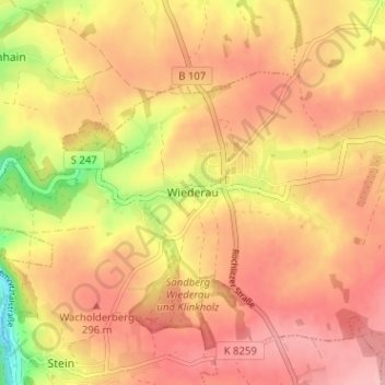 Wiederau topographic map, elevation, terrain