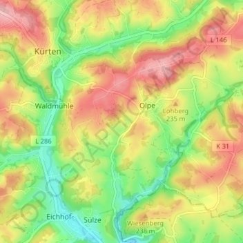 Maiberg topographic map, elevation, terrain