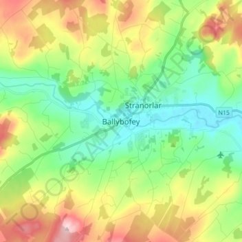 Ballybofey topographic map, elevation, terrain
