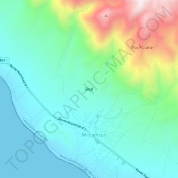 Sisal topographic map, elevation, terrain