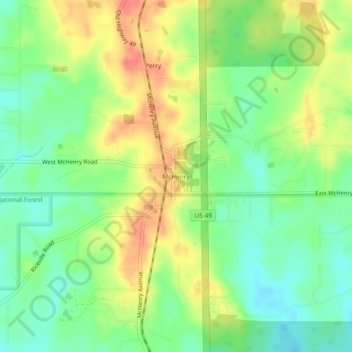 McHenry topographic map, elevation, terrain