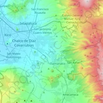 Chalco topographic map, elevation, terrain