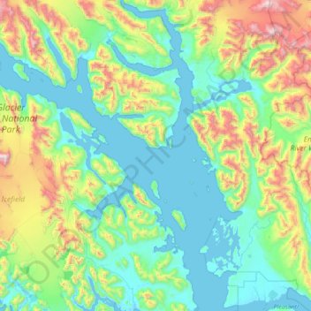 Glacier Bay topographic map, elevation, terrain