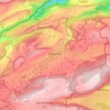 Lajoux (JU) topographic map, elevation, terrain