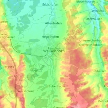 Weißenhorn topographic map, elevation, terrain