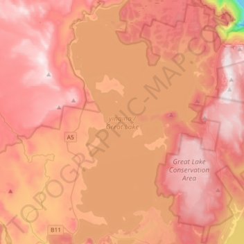 Great Lake topographic map, elevation, terrain