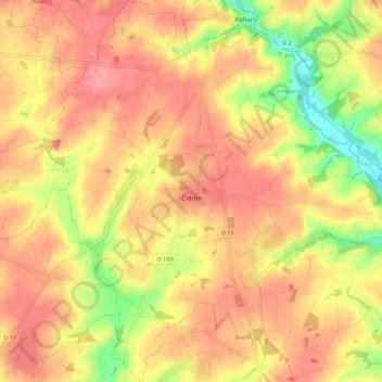 Crédin topographic map, elevation, terrain