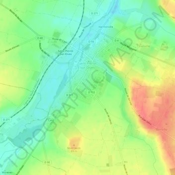 Saint-Pierre-sur-Dives topographic map, elevation, terrain