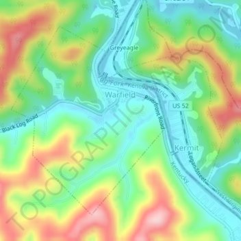 Warfield topographic map, elevation, terrain