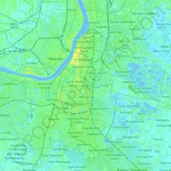 Calcutta topographic map, elevation, terrain