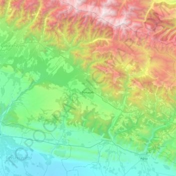 Ismailli District topographic map, elevation, terrain