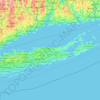 Suffolk County topographic map, elevation, terrain