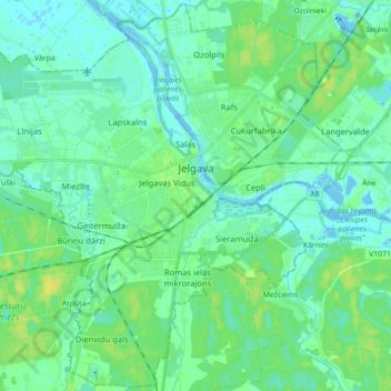 Jelgava topographic map, elevation, terrain