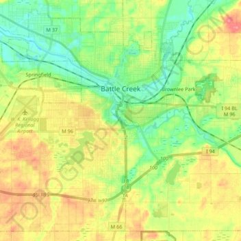 Battle Creek topographic map, elevation, terrain