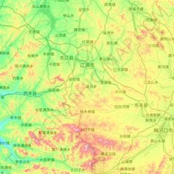 Liaoyuan City topographic map, elevation, terrain