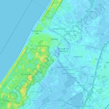 Katwijk topographic map, elevation, terrain